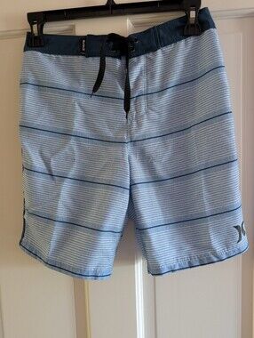 Hurley Boy’s Light Blue Striped Swim Trunks